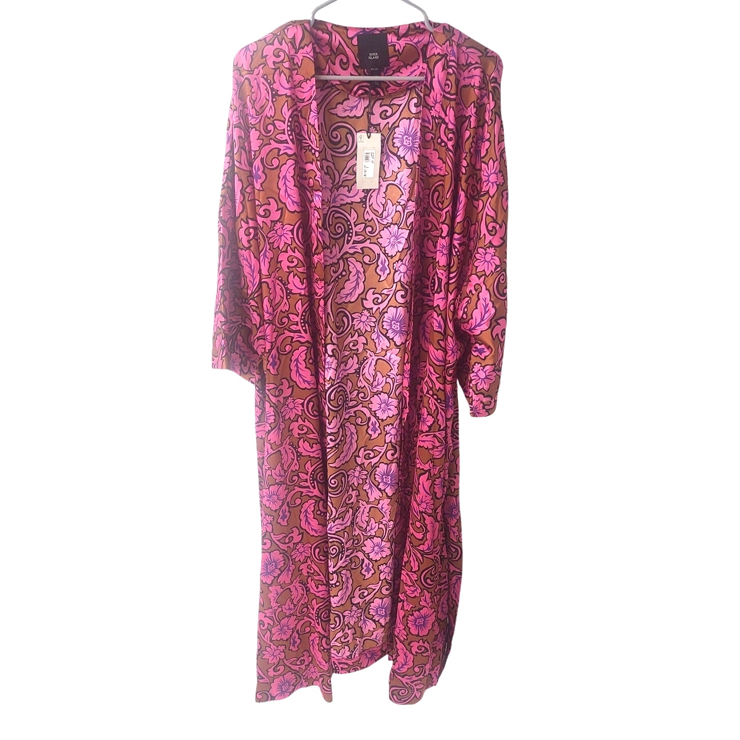 River Island Pink Floral Duster  Size 16w  Brand New